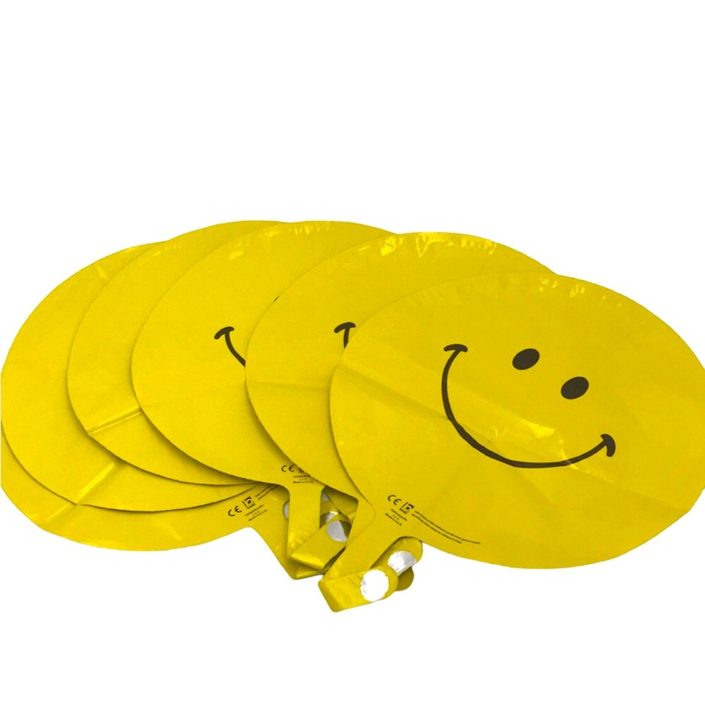 Small 🎈Yellow Smiley Mylar Balloons Set of 6